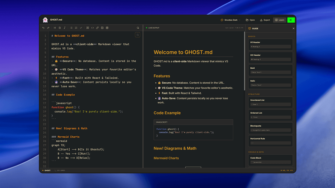Ghost.md Markdown Editor